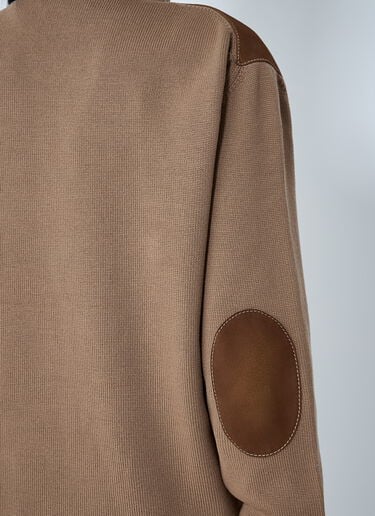 Miu Miu High Neck Suede-Panel Jacket Brown miu0262018