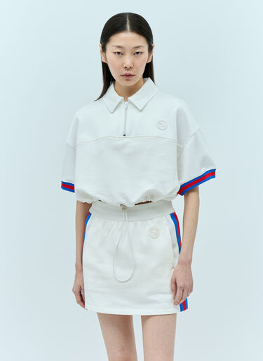 Gucci Crop Polo Shirt With Web Stripe Trim White guc0255123