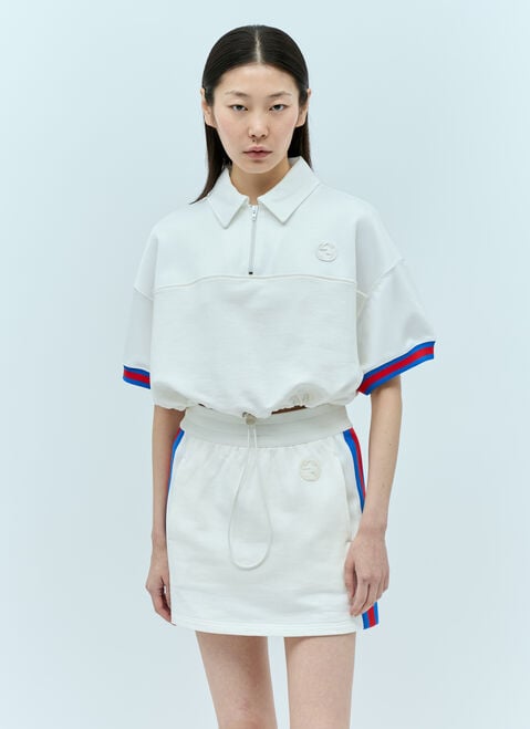 Gucci Crop Polo Shirt With Web Stripe Trim White guc0255141