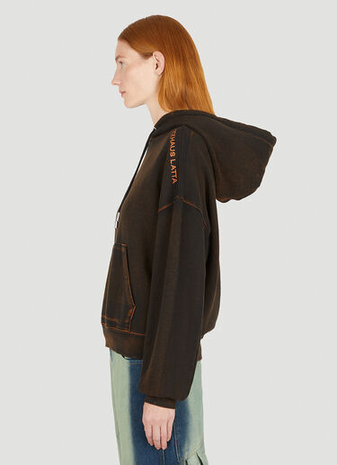 Eckhaus Latta Logo Print Hooded Sweatshirt Brown eck0351002