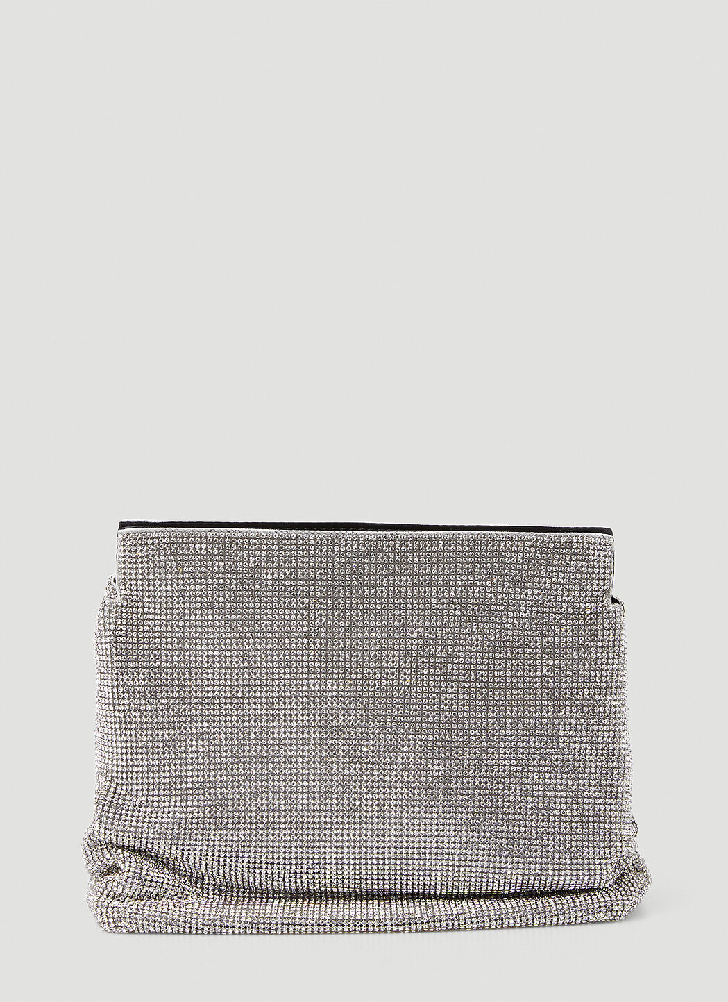 KARA Crystal Mesh Lunch Clutch Bag in Silver LN CC
