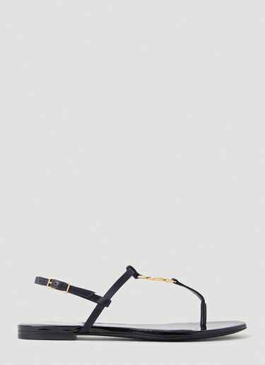 Saint Laurent Cassandra Flat Sandals Navy sla0252032