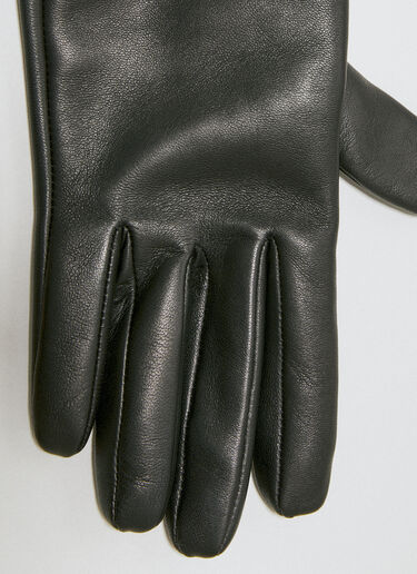 Saint Laurent Cassandre Short Gloves Black sla0253170