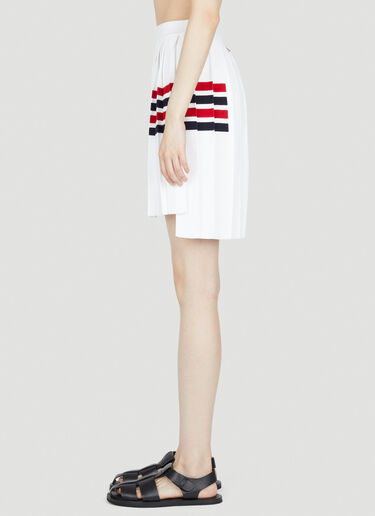 Knit Four Bar Pleated Skirt Thom Browne Knit Four Bar Pleated Skirt White thb0253001