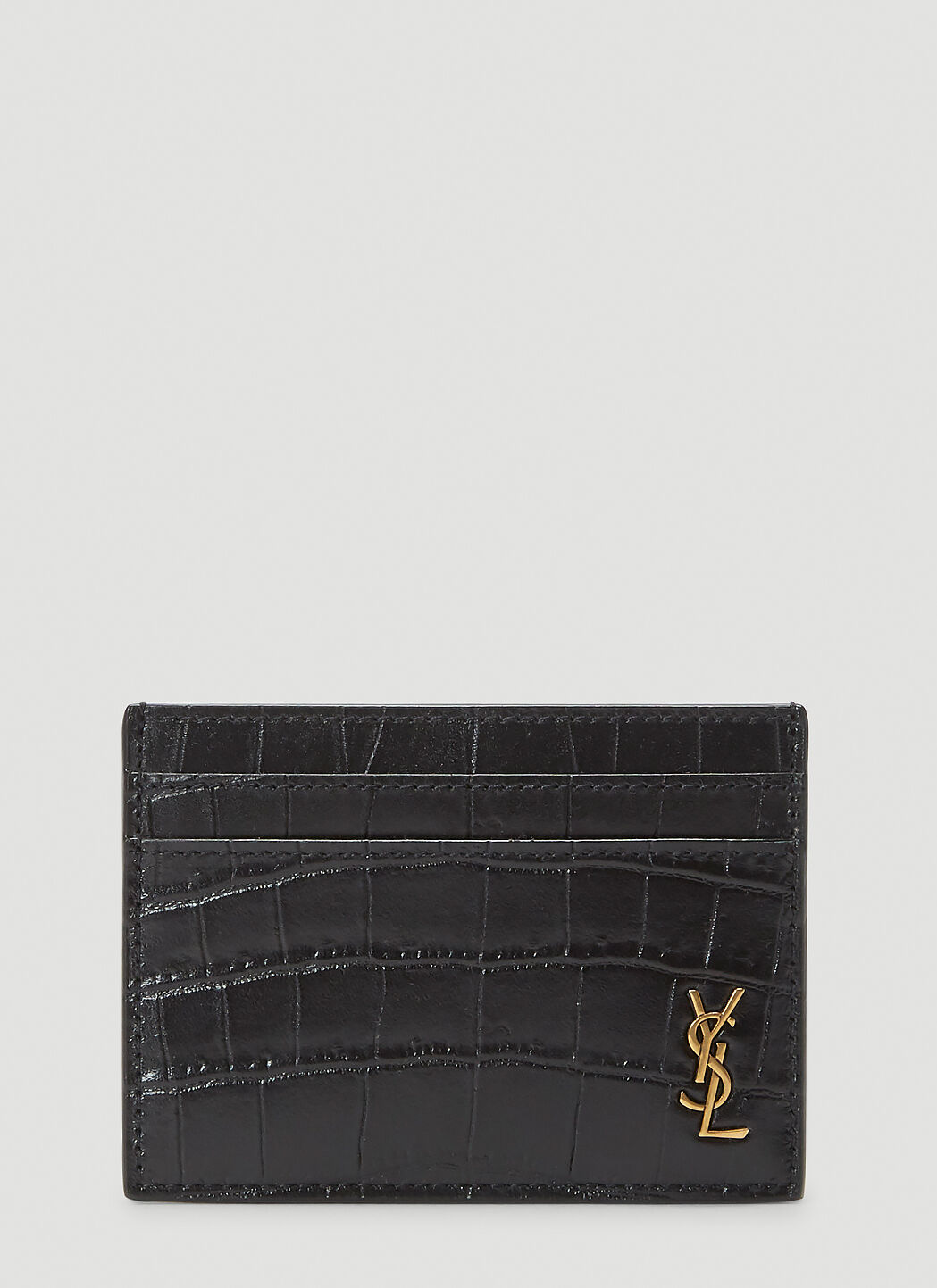 Saint Laurent Embossed Card Holder Black sla0238013