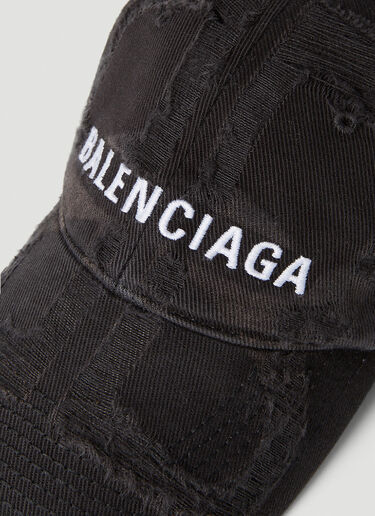 Balenciaga BB Destroyed Baseball Cap Black bal0151053