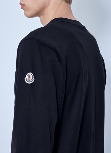 LN-CC® - Moncler: Check Panel Cotton Jersey T-Shirt - Black Moncler Check Panel Cotton Jersey T-Shirt Black mon0166056