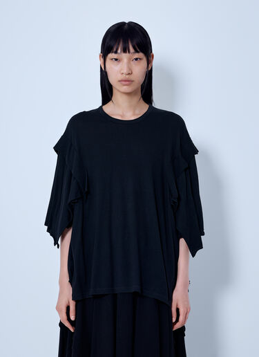 LN-CC® - Yohji Yamamoto: Draped Long Sleeve T-Shirt - Black Yohji Yamamoto Draped Long Sleeve T-Shirt Black yoy0263021