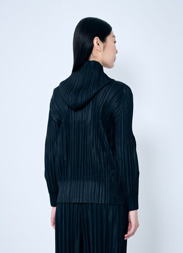 Pleats Please Issey Miyake 후드 주름 집업 탑  블랙 plp0259022