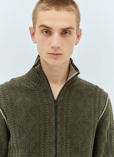 C.P. Company Cable Knit Cardigan Green pco0158001