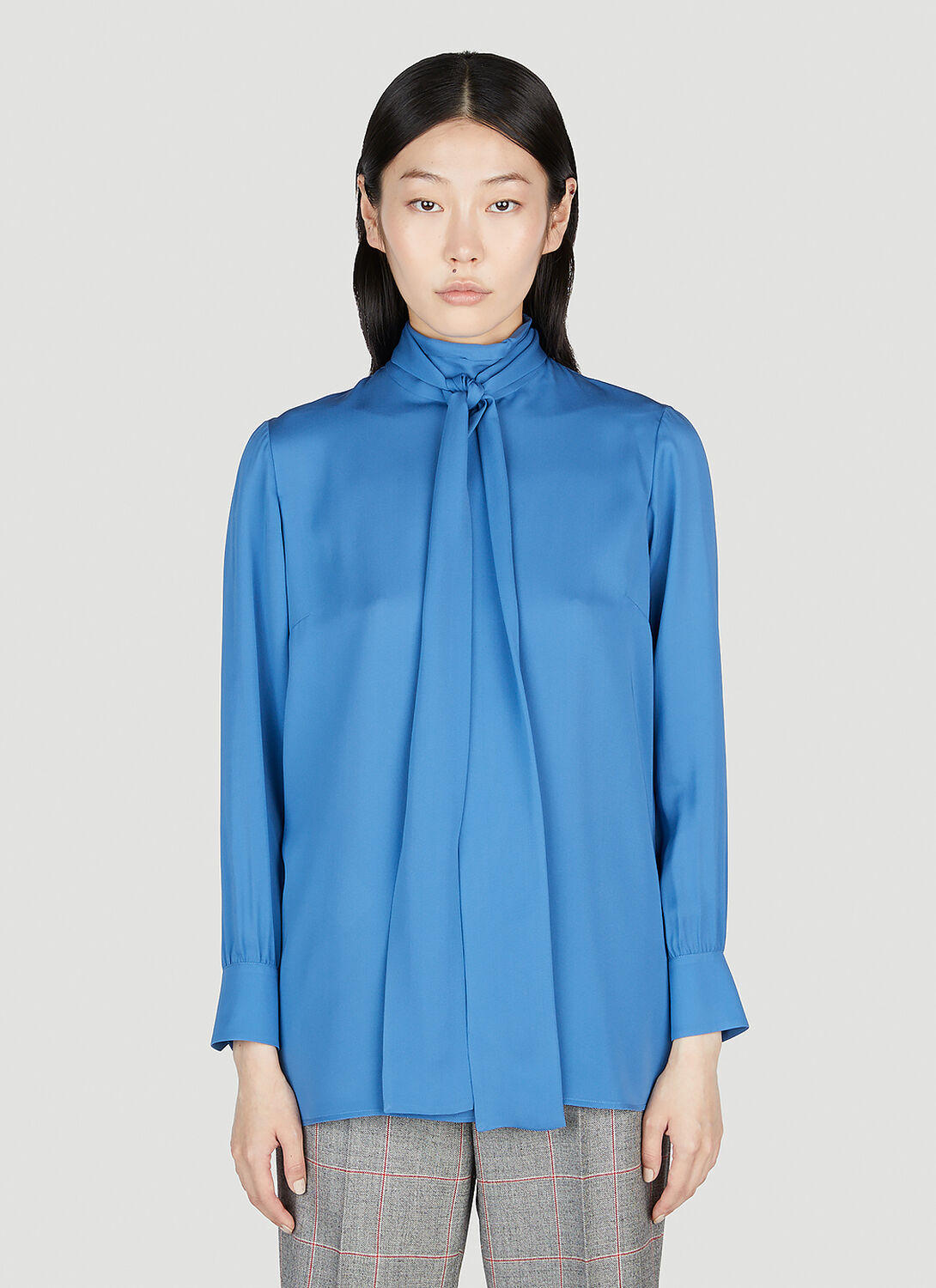 Shop Gucci Pussy Bow Shirt In Blue