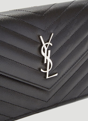 Saint Laurent Monogram 细纹粒面皮革绗缝信封包 黑 sla0231084