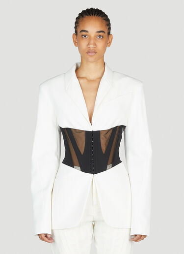 Mugler Corset Panel Blazer White mug0252008