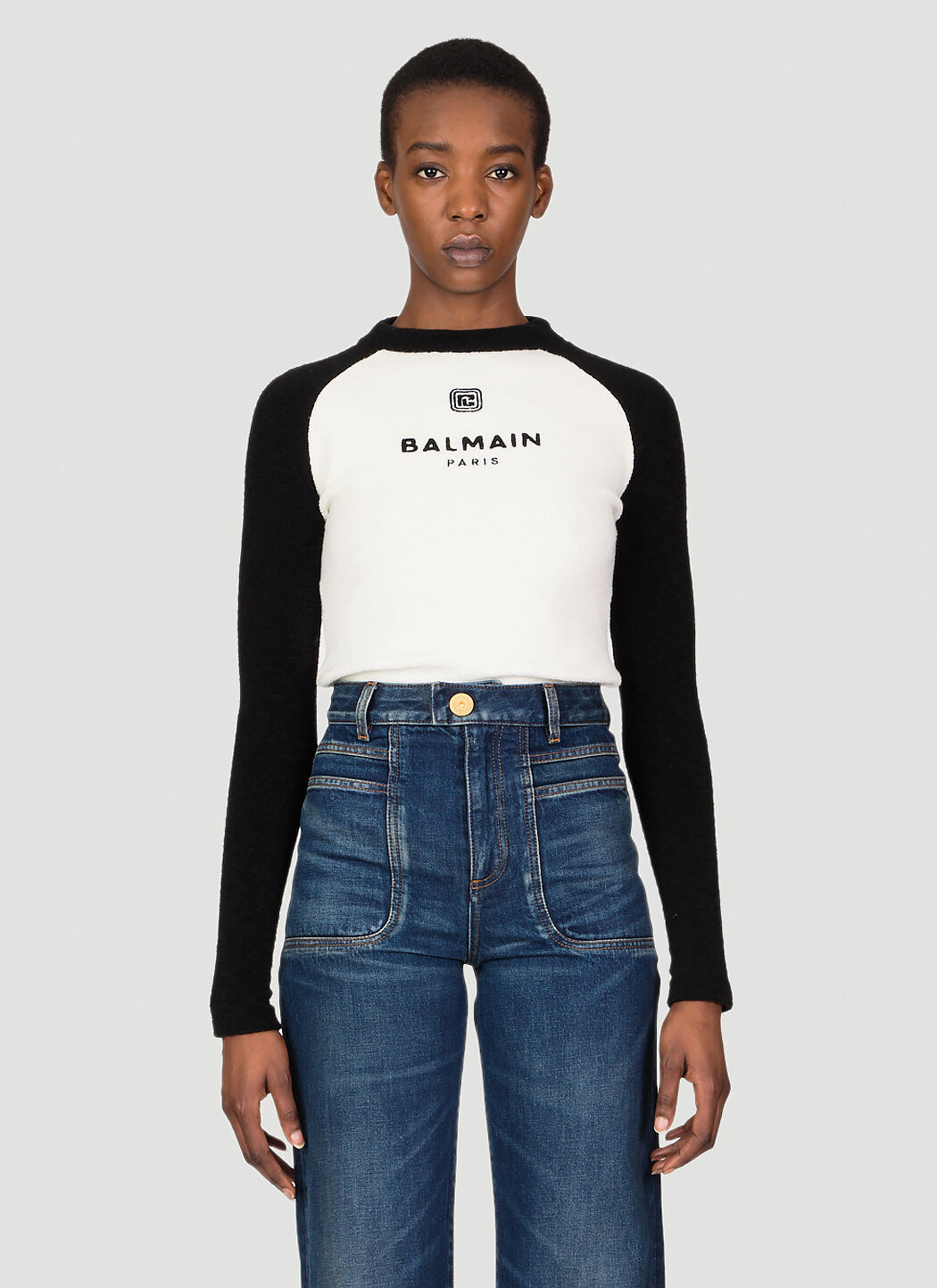 Balmain Logo Print Sweater Grey bln0253009