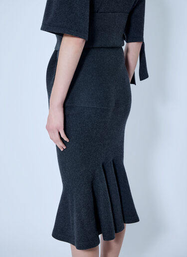 LN-CC® - Jacquemus: La Jupe Fiocco Knot-Detail Midi Skirt - Dark Grey Jacquemus La Jupe Fiocco Knot-Detail Midi Skirt Dark Grey jac0266027
