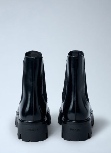 Logo Plaque Ankle Boots Prada Logo Plaque Ankle Boots Black pra0262054