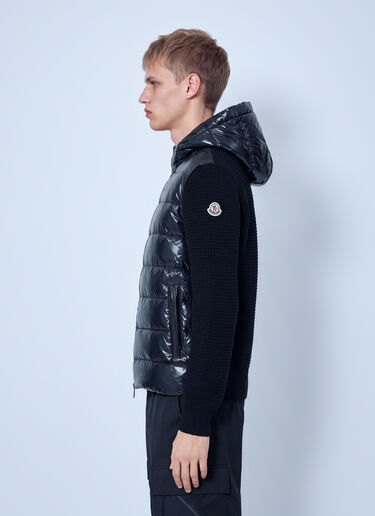 LN-CC® - Moncler: Cashmere & Wool Blend Padded Zip-Up Cardigan - Black Moncler Cashmere & Wool Blend Padded Zip-Up Cardigan Black mon0166003