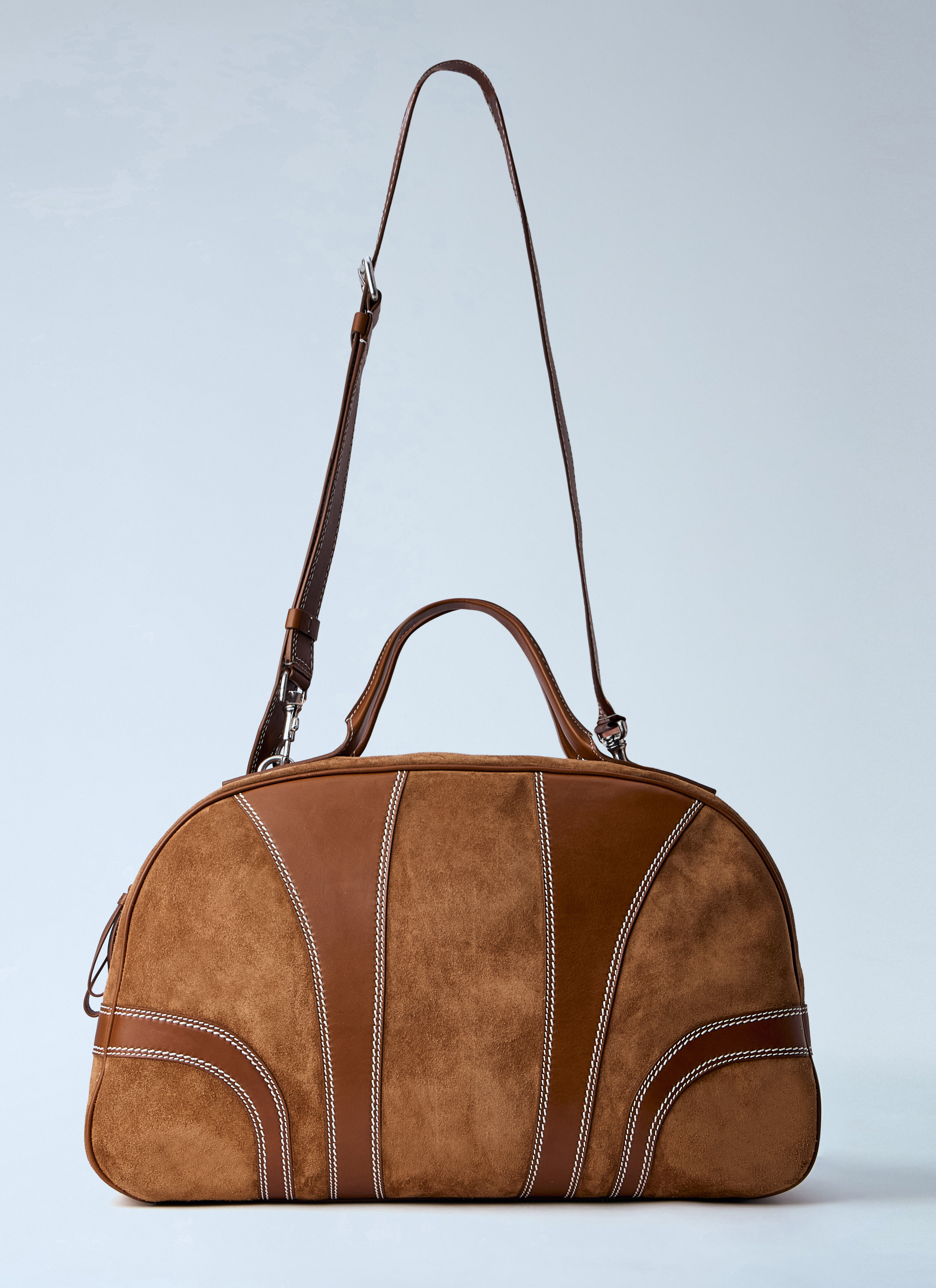Dries Van Noten Men's' Leather-Trimmed Suede Duffel Bag in Brown