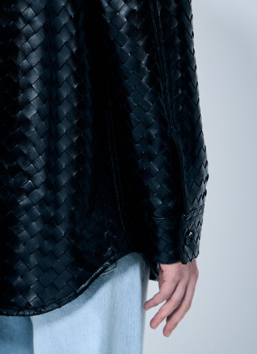 Bottega Veneta Intrecciato Leather Overshirt Black bov0259004