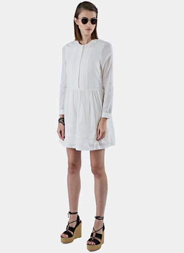 Saint Laurent Long Sleeved Prairie Dress White sla0223028