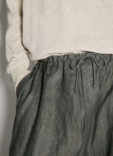 Yohji Yamamoto Drawstring Linen Pants Grey yoy0156003