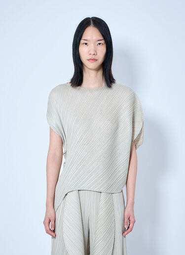 Pleats Please Issey Miyake Pleated Asymmetric Top Beige plp0264018