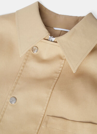 Thom Browne Zip-Up Spread Collar Overshirt Beige thb0127032