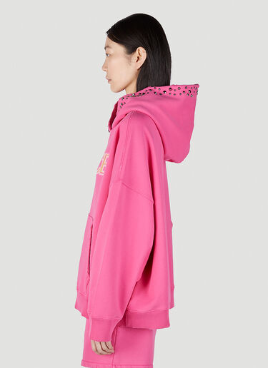 Versace Logo Embroidered Hooded Sweatshirt Pink vrs0251005