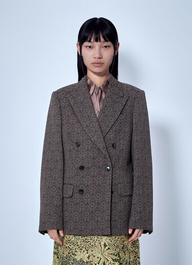 Dries Van Noten Double-Breasted Patterned Blazer Brown dvn0266005