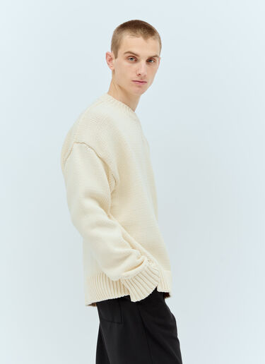 Jil Sander Heavy-Knit Crewneck Sweater Beige jil0156003