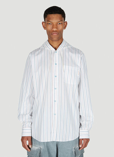 Marni Striped Hooded Shirt White mni0151003