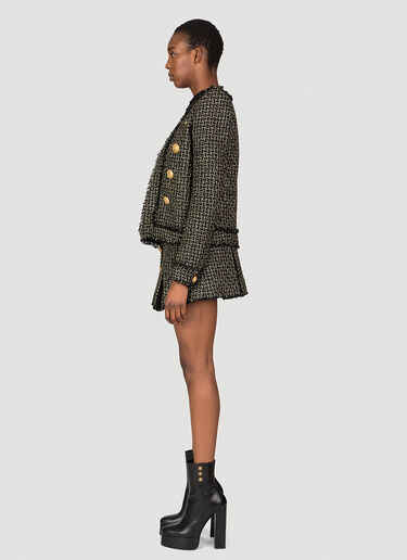 Balmain ノーカラーツイードブレザー ブラック bln0253015