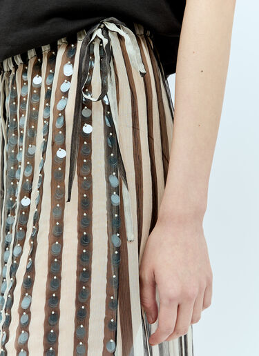 Dries Van Noten 条纹缀饰真丝半裙  米色 dvn0256017