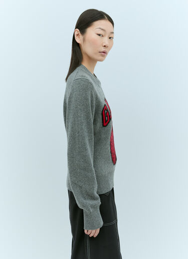 GANNI Graphic Strawberry O-Neck Sweater Grey gan0255025