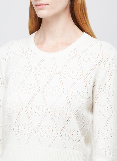 Gucci GG-Knit Cropped Sweater White guc0242026