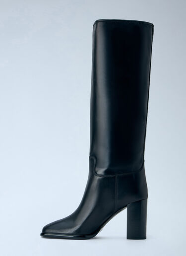 Prada Block Heel Leather Boots Black pra0265015