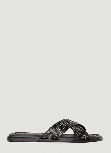 Versace 交叉带 Greca 拖鞋 黑色 ver0152021
