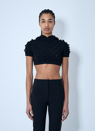 Sportmax フード付きオープンニットクロップトップ  ブラック spx0260009