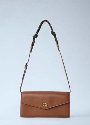 Miu Miu Cord Shoulder Strap Leather Wallet Brown miu0264210