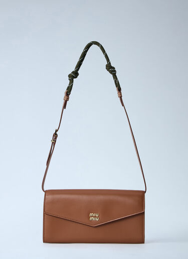 Cord Shoulder Strap Leather Wallet Miu Miu Cord Shoulder Strap Leather Wallet Brown miu0264210