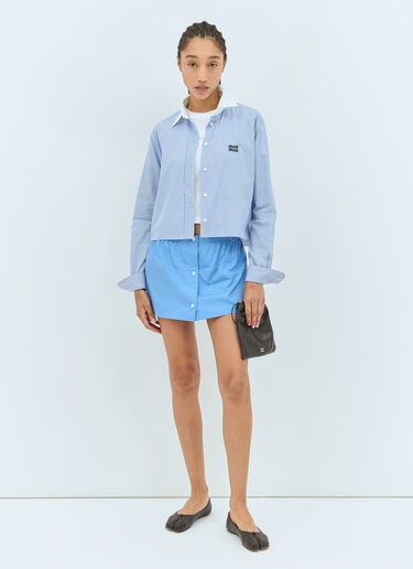 Miu Miu Poplin Mini Skirt Blue miu0258037