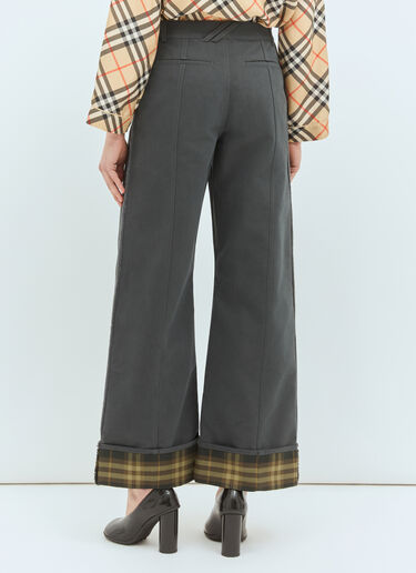 Burberry Check Cuffs Pants Grey bur0258004