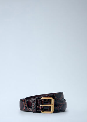 Dries Van Noten Embossed Leather Belt Burgundy dvn0264042