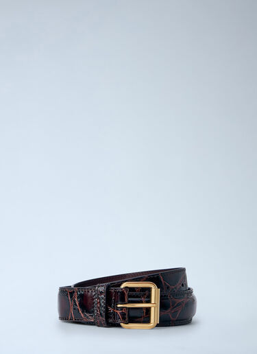 Embossed Leather Belt Dries Van Noten Embossed Leather Belt Burgundy dvn0264042