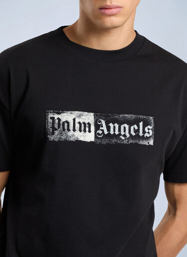LN-CC® - Palm Angels: Stamp Logo Regular T-Shirt - Black Palm Angels Stamp Logo Regular T-Shirt Black pma0166264