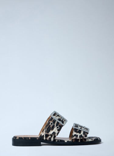 GANNI Buckle Two Strap Sandals Brown gan0263057