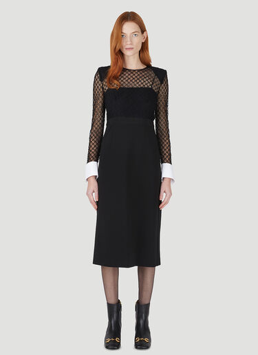 Gucci GG Embroidered Tulle Dress Black guc0247016