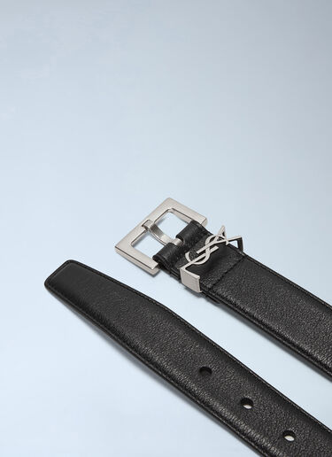 Saint Laurent Cassandre Leather Belt Black sla0241124