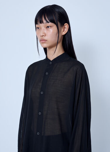 LN-CC® - Issey Miyake: Sheer Wool Shirt - Black Issey Miyake Sheer Wool Shirt Black ism0265004