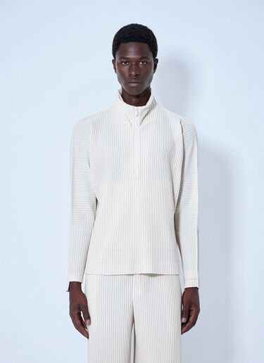 Homme Plissé Issey Miyake Pleated Half Zip Through Top Beige hmp0164013